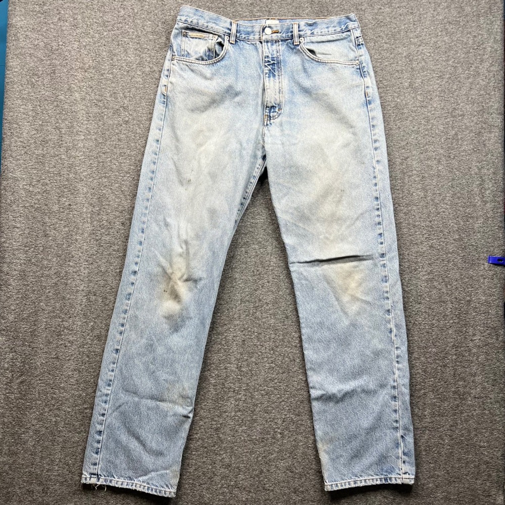 Vintage Calvin Klein Jeans Mens 36x34 Light Blue Fits 34x34 Cotton Chore Vtg